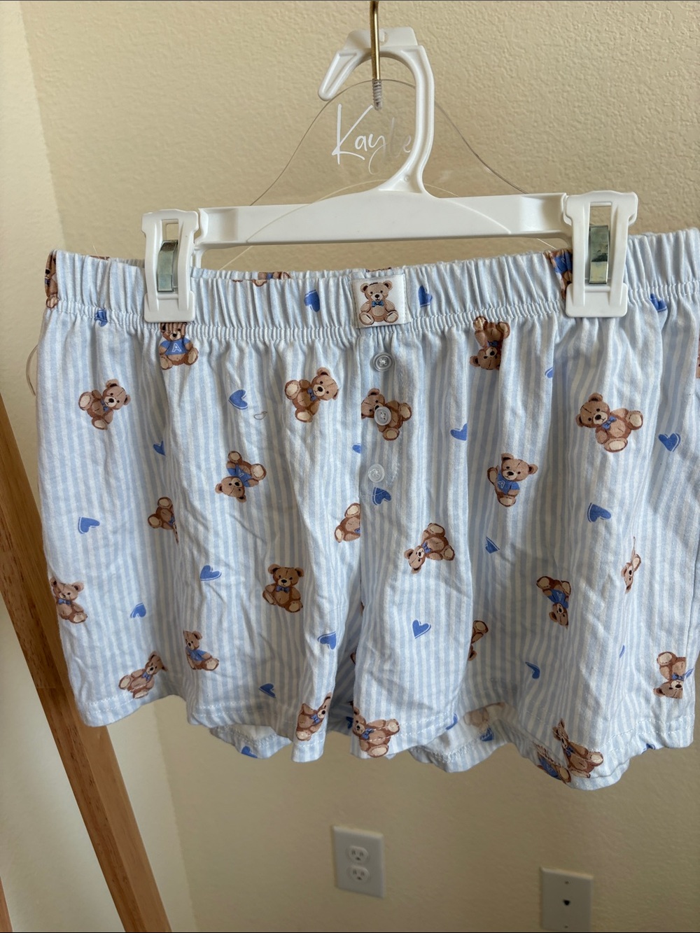 Aeropostale Light Blue Teddy Bear Print Sleep Shorts